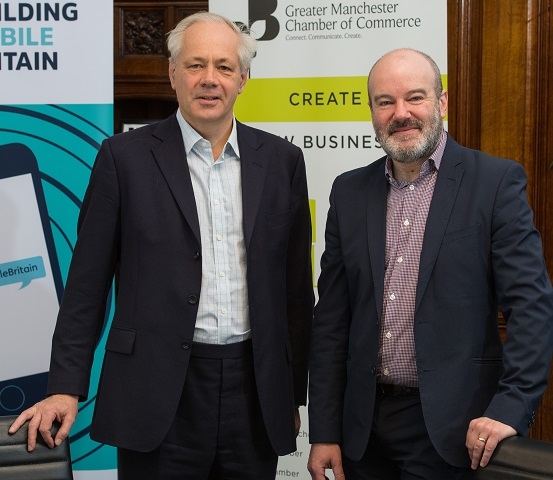 Hamish MacLeod, Director of Mobile UK, with Chris Fletcher, Marketing & Campaigns Director at GMCC. Hamish MacLeod, Director of Mobile UK, with Chris Fletcher, Marketing & Campaigns Director at GMCC.