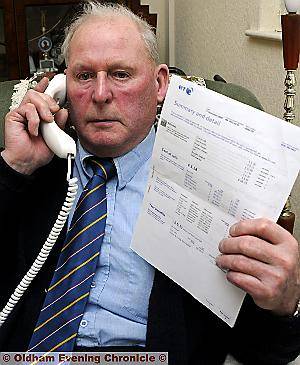 DEFIANT . . . John Slater (75) angry at phone charges for non direct debit customers 
