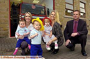 Fire Station Nursery opens in Mossley. From the left — Alice Lowry, Sharon Cummins, Willow Delderfield, Libby Hunt, owner Carole Melia , Steve Swallow (ex station commander/ in charge when it closed). 
