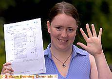 GIVE me five . . . Our Lady’s High School student Rachel Lamb scored five A-grades to make her results among the best in the borough. See tomorrow’s Chronicle for the full round up of Our Lady’s results 