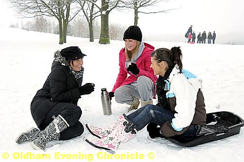 A wintry picnic at Tandle Hill Park for Jenna Cocking, Kimberley Patterson and Heather Lewis 