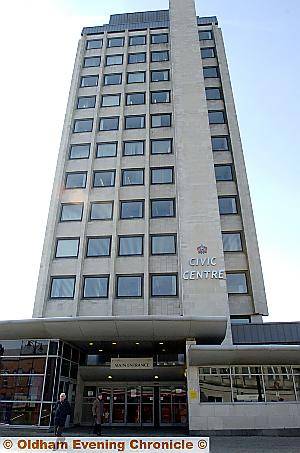 SECURITY clamp . . . Oldham civic centre where 17 laptops have gone missing 