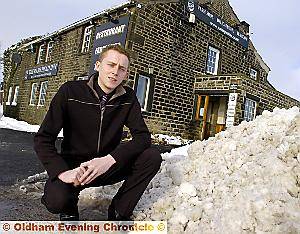 DRIFT drama . . . Stuart Haigh at The Rams Head where snow drifts covered the mystery man. Picture by DARREN ROBINSON 

