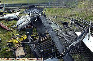 WRECKAGE . . . equipment valued at £5,000 was destroyed 
