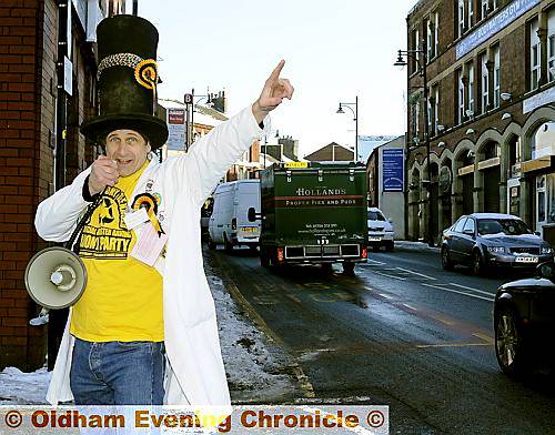 POUNDING the streets . . . Nick “The Flying Brick” Delves is bidding to represent the Monster Raving Loony Party 

