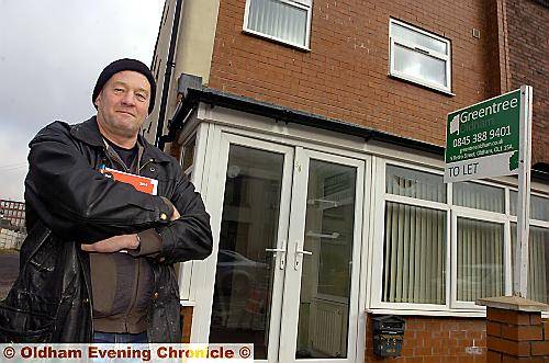 STILL waiting . . . landlord David Smith outside the Thompson Lane house which became a cannabis farm 