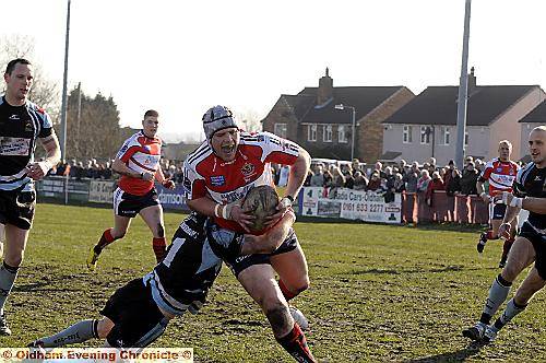 ROUGHYEDS forward Chris Clarke on his way to scoring the first try of the tie. 
