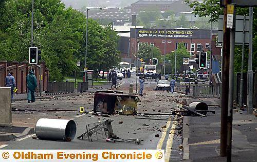 SCENE of destruction . . . Glodwick Road 
