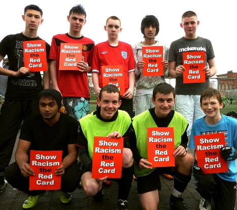 NO room for racism . . . youngsters on a Latics course 