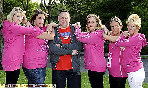 David Thomas with his family of disappointed fundraisers, from left, Mandy Thomas, Stacey Arnold, Julie Smith, Naomi Leach and Karen Smith
