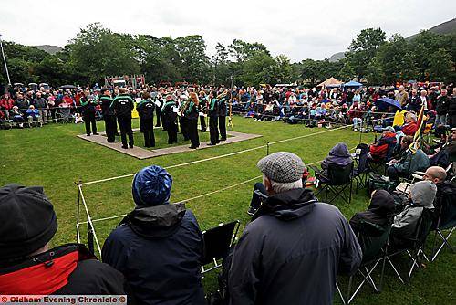 ATTENTIVE... the large crowd listen to Severn Valley Brass Band at Greenfield. 