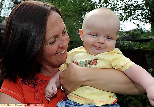 Breast is best . . . Emma Mitchell with her son Aaron Mitchell-Sneyd 