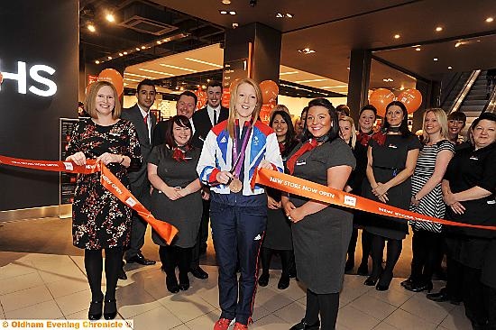 Happier times: Olympic bronze medal winner Nicola White opens new BHS store in the Spindles Shopping Centre 
