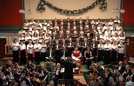 ROUSING rendition: Saddleworth Male Voice Choir and the augmented ladies chorus perform Handel’s “Messiah” last year 