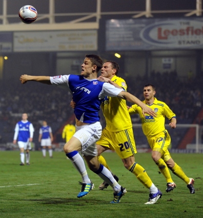 MATT Smith looks to win possession for Athletic against Colchester United at Boundary Park in midweek. 