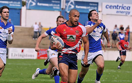 THE RACE IS ON: Roughyeds full-back Miles Greenwood takes up the charge