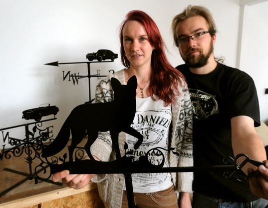 ALL our own work . . . Jenny and Richard with their distinctive Black Fox signature work 