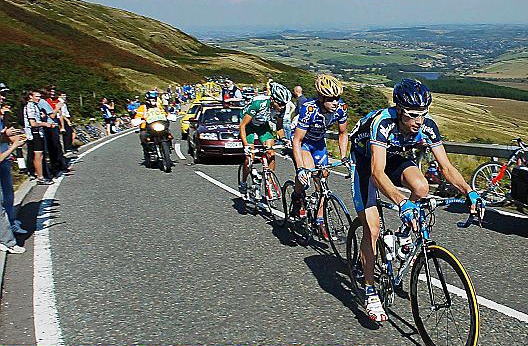 PROFESSIONAL cycle racing at Holme Moss: now preparing to receive the Tour de France. 
