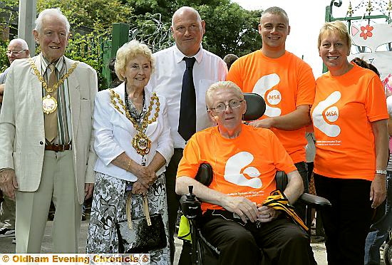 FLASHBACK to August last year and a summer fair at Chadderton Hall Park for Multiple System Atrophy, attended by the Mayor, Councillor Olwen Chadderton, her Consort Roy Chadderton, with Glen Harrison, Elliot Whitnall, Angela Armitage and Eric Armitage. 

