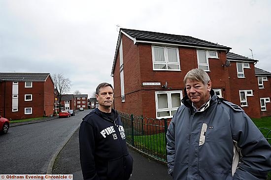 HEAT is on . . . for residents of Durden Mews, including Gary Day (left) and Ian Campbell 
