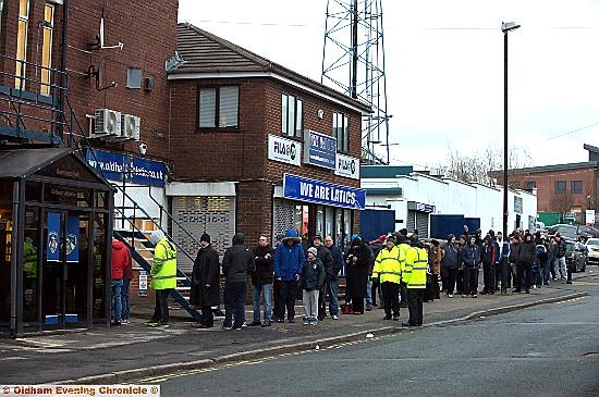 PRIZED POSSESSIONS: Athletic supporters queued from the early hours for Liverpool FA Cup tickets after they went on sale to voucher holders. By yesterday afternoon, around 4,000 of the 5,755 allocation had gone. Remaining tickets will go on open sale on Friday from 9am. 