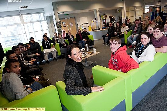 QUESTION Time: Debbie Abrahams MP speaks to students at Oldham College. 