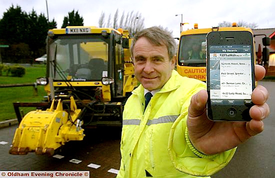Transport minister Robert Goodwill, in Oldham to view a smartphone app to tackle dangerous potholes 


