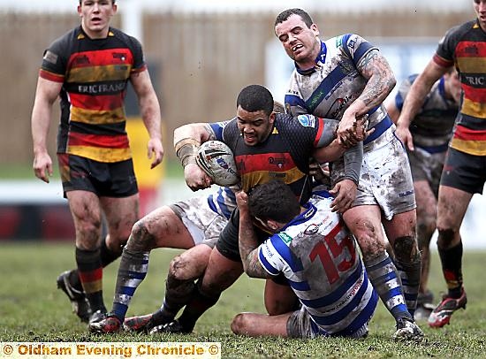 ON THE BALL . . . new Oldham signing Danny Samuel in action for Dewsbury Rams. 