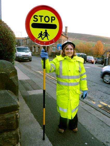 TIME to stop: Saddleworth lollipop lady Lesley Shaw has had to call it a day after 20 years protecting children 
