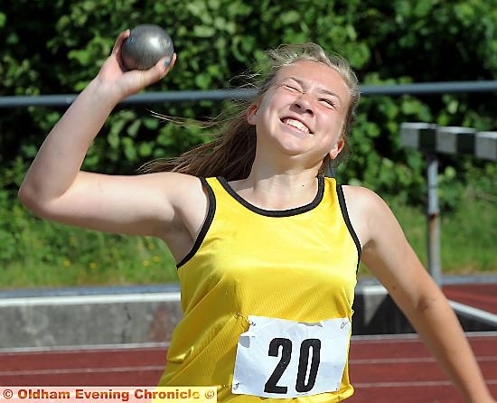 GO FOR IT: Megan Brown from Crompton House won the Year Eight shot putt competition thanks to a throw of 8.66m. 
