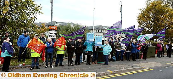 THE strike picket outside the Royal Oldham Hospital.