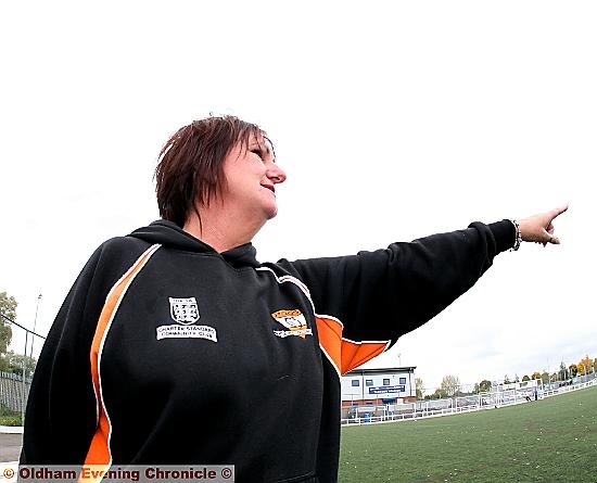 POINTING THE WAY FORWARD: AFC Oldham fifth team manager Amanda Hoyle is the first woman to take charge of a men’s team in Oldham. 