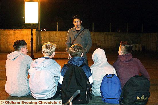 Evening Chronicle reporter Robbie Gill talks to teenagers in Royton. 