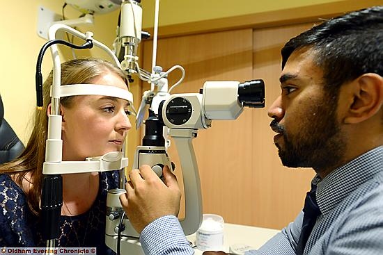 IMPORTANCE of eye tests: Nicola Delves (24) had her life saved after a routine eye test by optician Komrul Hassan.