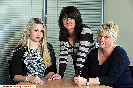 TACKLING abuse head on:(l-r) Kelly Coleman, Justine Hughes and Eileen Mills
