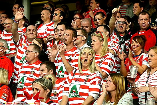 MAKING SOME NOISE . . . the Roughyeds faithful did the club proud in Leeds. Photo by Anthony Miller
