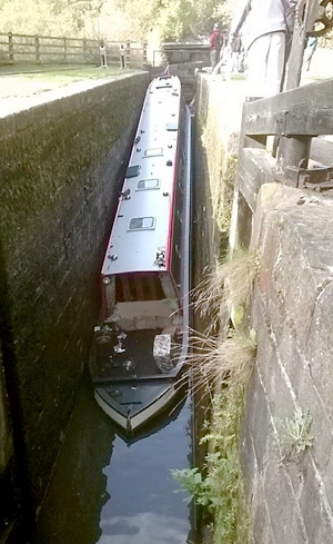 STUCK: the canal boat yesterday, pictured by Evening Chronicle reader Vicky Newby