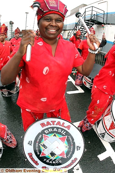 A Global Grooves drummer during the Santa parade.