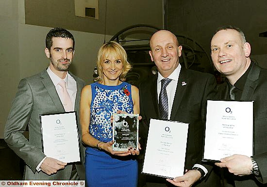 COMMENDED: l-r Matthew Chambers, David Whaley and Darren Robinson with BBC Breakfast presenter Louise Minchin.