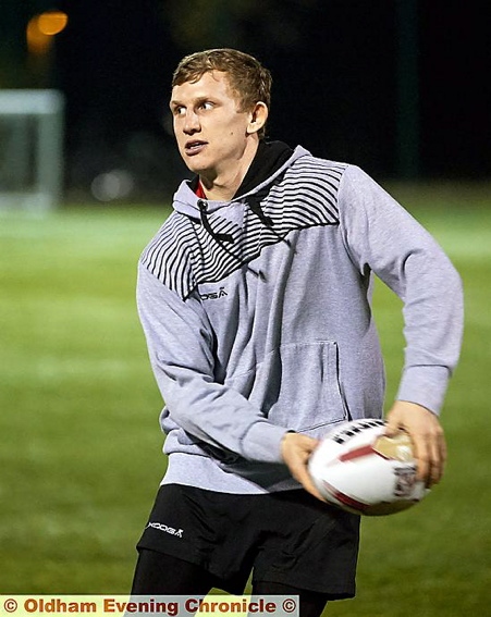 FULLY FOCUSED: Gareth Owen in training with the Roughyeds last night. 
