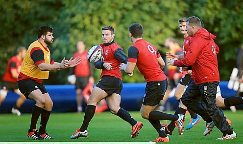 George Ford (centre) during a training session this week