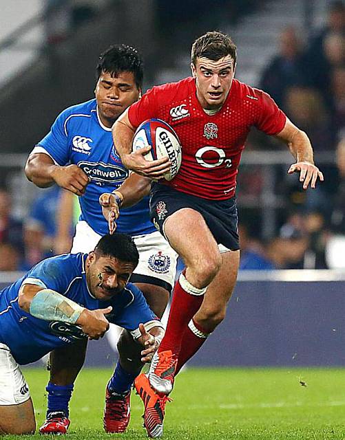 GEORGE Ford breaks free from a would-be Samoa tackler.