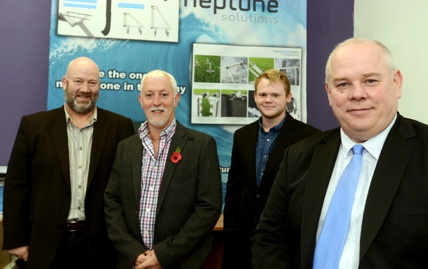 IN business: Michael Mulvihill (right) with Neptune colleagues Simeon Wood, Craig Alldridge and Luke Webster
