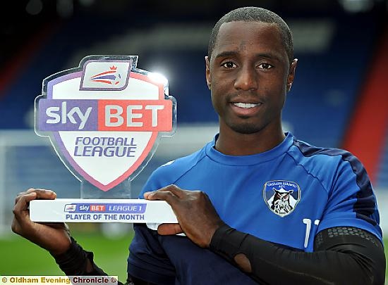 Jonathan Forte with his player of the month trophy.