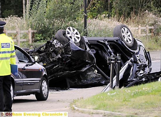 The crash scene on Broadgate, Chadderton