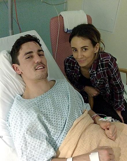 Anthony Crolla in hospital with his girlfriend Fran Sanderson