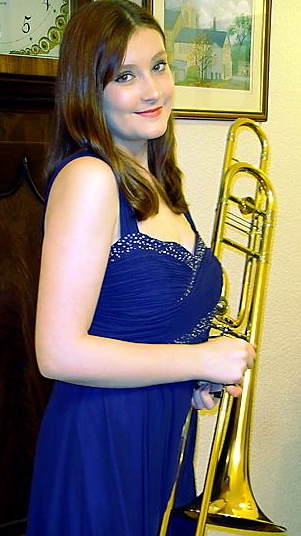 PRESTIGIOUS . . trombonist Ellena Newton (14) will perform on BBC TV in the brass final of “Young Musician of the Year”