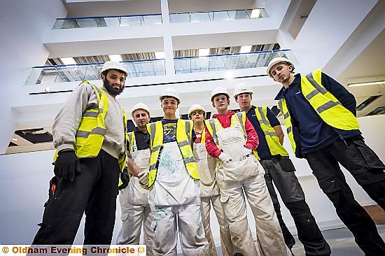 All Hands on deck . . . seven of the 11 apprentices, from left, Ayyaz Ahmed, Ben Mansfield, Luke Wood, Sean Waugh, Brandon Nuttall, Connor Murphy and Danny Fairfoul.