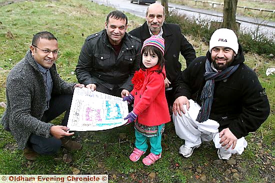 DIY on a grand scale: (from left) Sajjadur Malik, councillors Shoab Akhtar and Fida Hussain, and resident Wajab Khan with his daughter Tabia Khan. 
