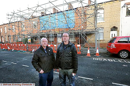FED-UP: Ash Street resident George Warren, left, and Tony Ashcroft. son of resident Marian Ashcroft 
